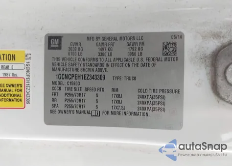 2014 Chevrolet Silverado 1500 Work Truck 1Wt из США, поврежденный, VIN 1GCNCPEH1EZ343309